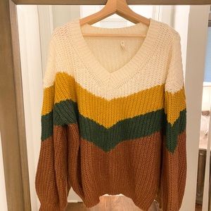 Block colored knit sweater